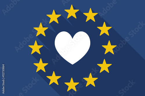 long shadow EU flag with  the heart poker playing card sign