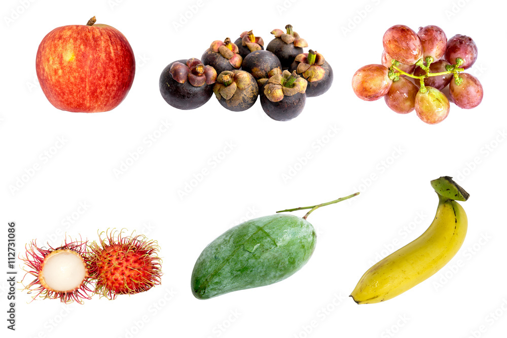 Group of fresh fruit isolated on white background. Group of fresh fruit isolated on white background.