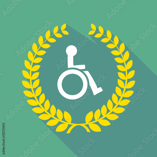 long shadow laurel wreath icon with  a human figure in a wheelch