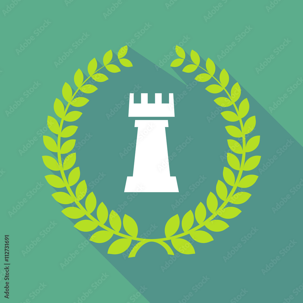 long shadow laurel wreath icon with a rook chess figure long shadow laurel wreath icon with a rook chess figure