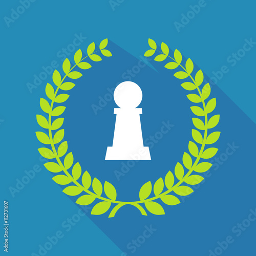 long shadow laurel wreath icon with a pawn chess figure