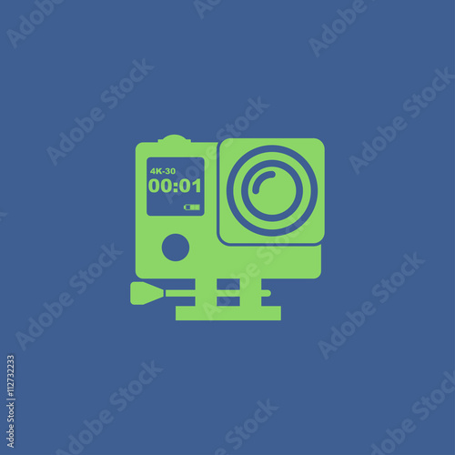 Action camera outline monochrome icon. Extreme cam