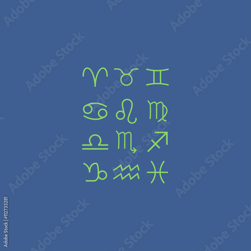 Flat trendy zodiac symbols