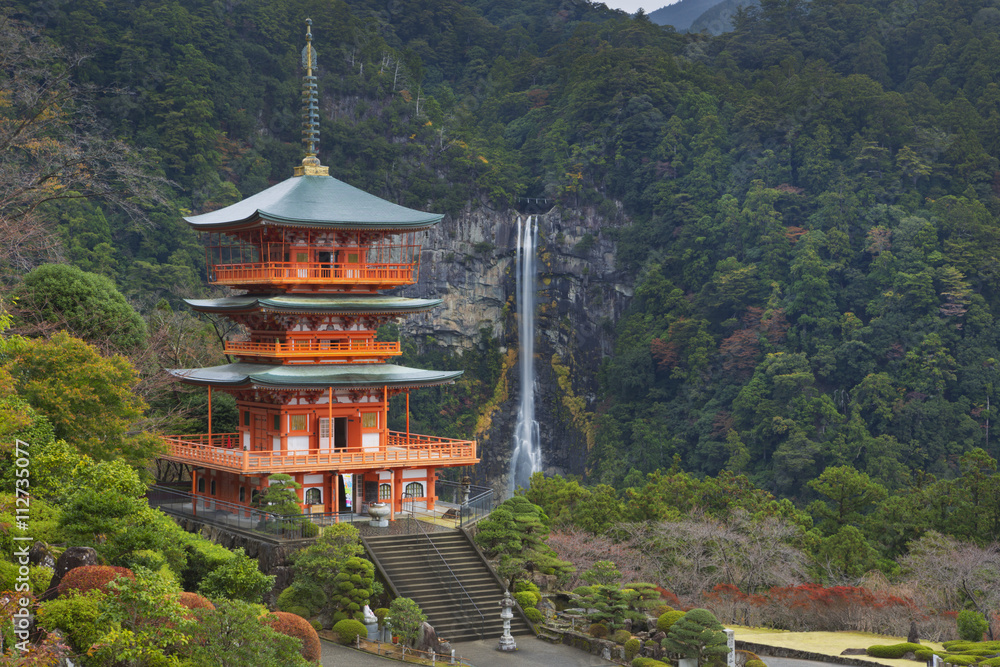 Pagoda and Nachi Falls in the Wakayama Prefecture, Japan Pagoda and Nachi Falls in the Wakayama Prefecture, Japan