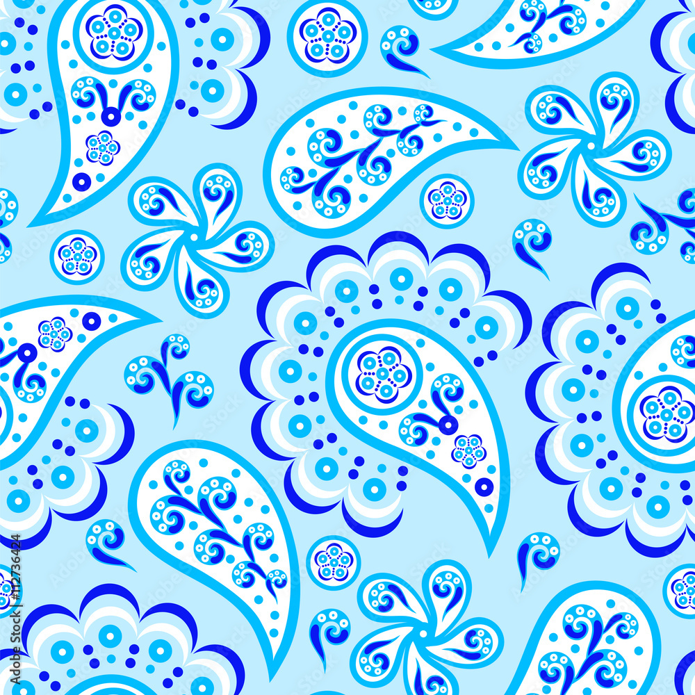 Blue Paisley seamless pattern. Vector illustration. Blue Paisley seamless pattern. Vector illustration.
