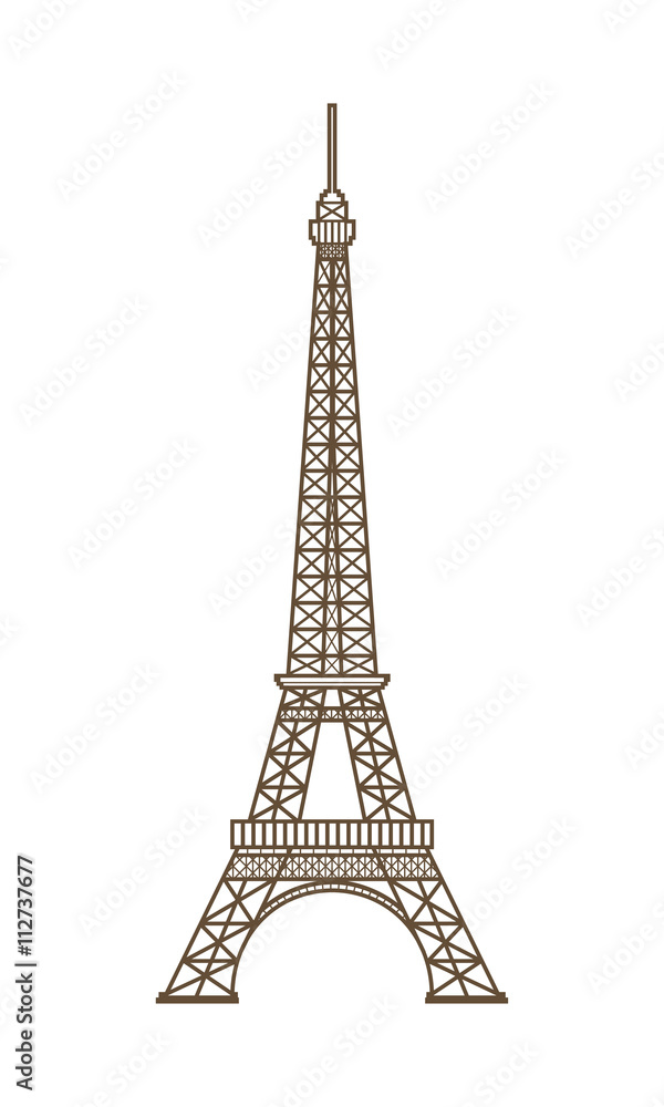 Eiffel tower in Paris. Flat style.