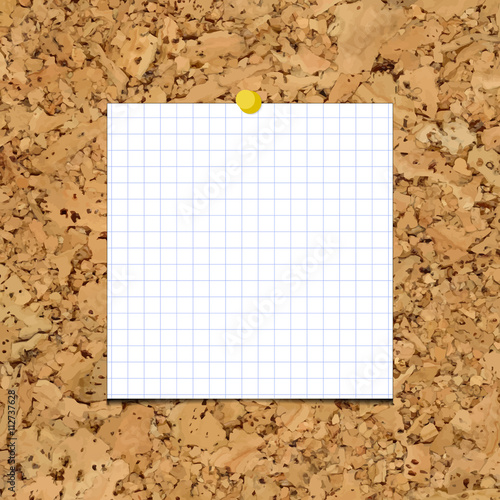 Vector sheet of paper into a cell on cork board.