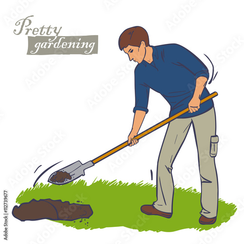 Man digs a hole