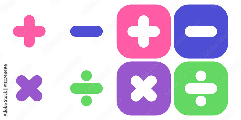 Math Symbol Plus minus multiply divide In Pastel Color Stock Vector