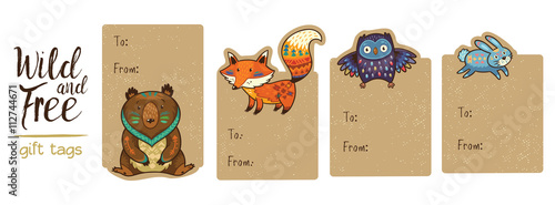 Collection of woodland gift tags