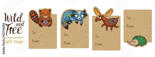 Collection of woodland gift tags