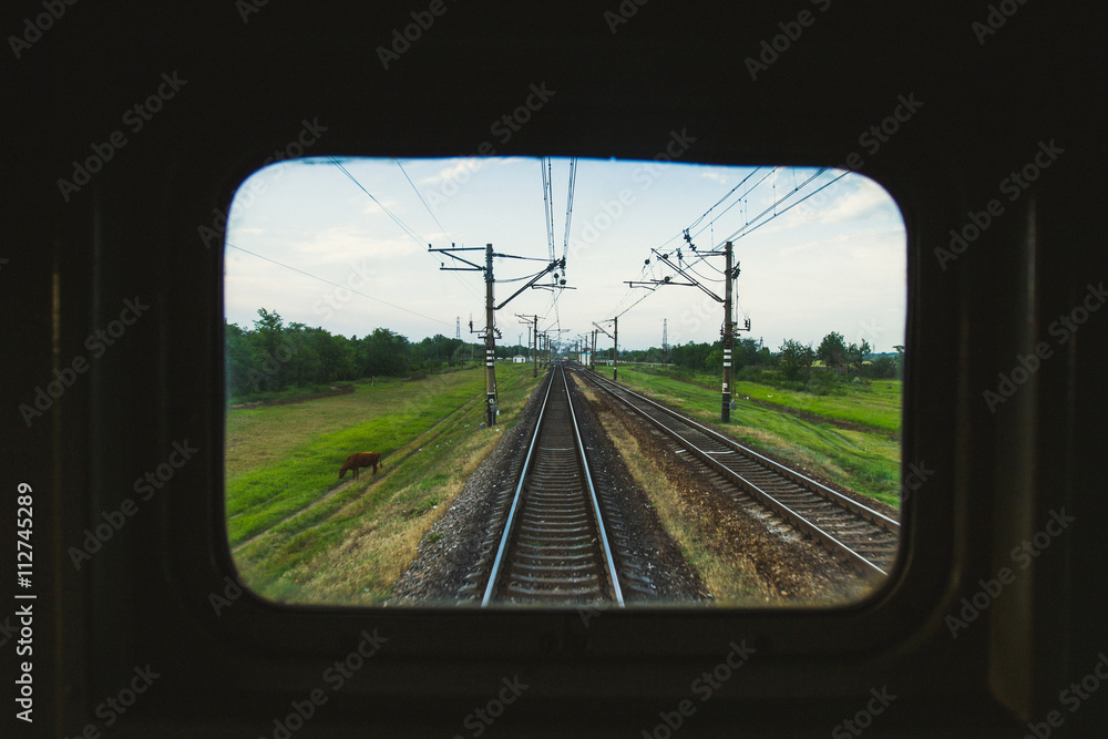 Fototapeta premium View through train window