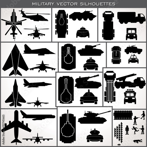 Abstract Military Silhouettes. Vector Collection