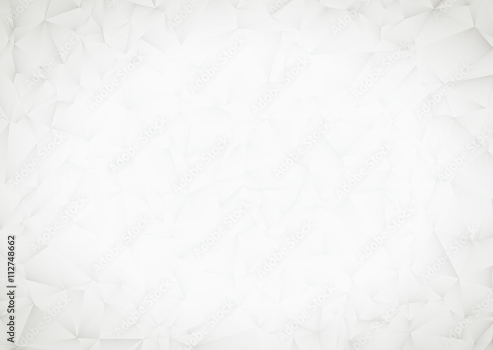 Obraz premium Polygonal White Bright Light Triangles Techno Textured Background, Vector Illustration.