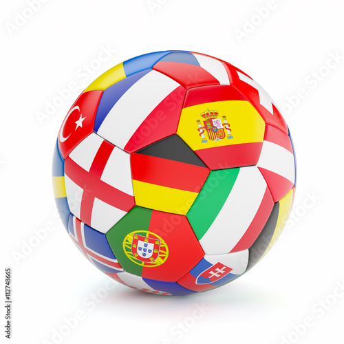 Soccer football ball with Europe countries flags