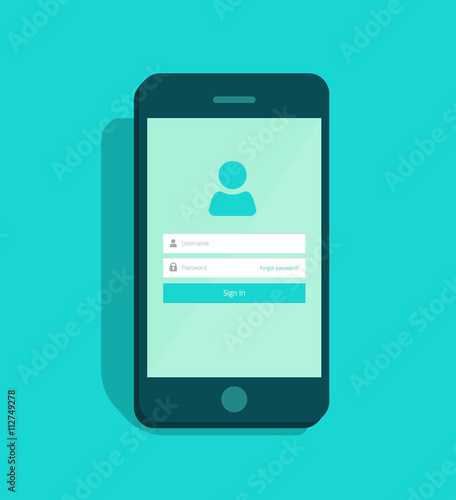 Mobile phone login screen user interface vector, sign in to mobile account app page