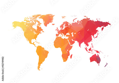 Abstract Triangular Orange Red Colorful World Map Vector