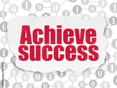 Finance concept: Achieve Success on Torn Paper background