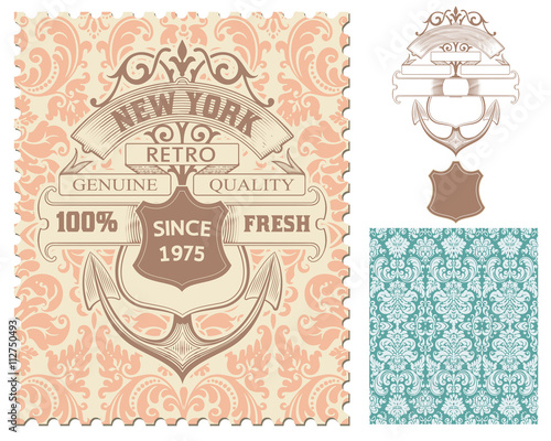 Retro stamp, Nautical design