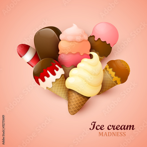 Abstract background with different types of ice cream.