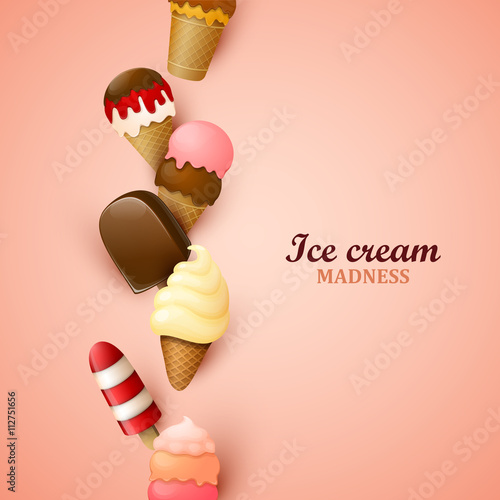 Abstract background with different types of ice cream.