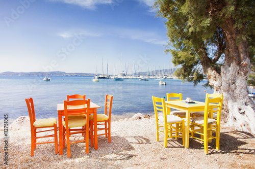 Charming greek cafe, Milos island, Cyclades, Greece