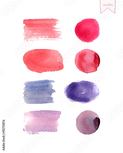 Set of bright watercolor design elements