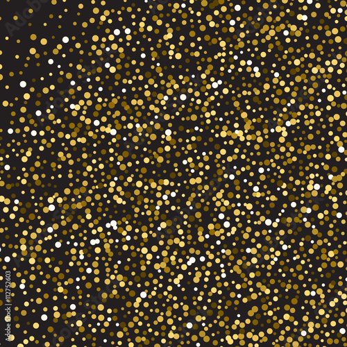 Gold glitter shine texture on a black background. Golden explosion of confetti. Golden abstract particles on a dark background. Isolated Holiday Design elements. Vector illustration.
