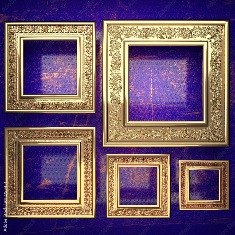 golden background painted in blue. 3D illustration golden background painted in blue. 3D illustration