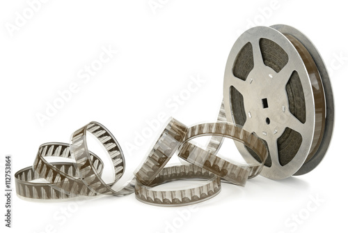 Old cinefilm isolated on white photo
