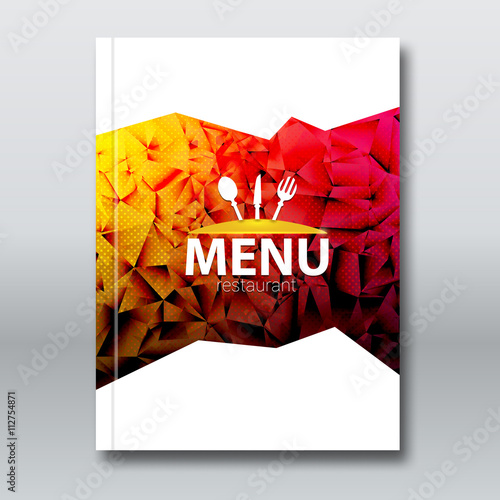 Restaurant Menu Card Broschure template. Modern triangle polygonal design for your businesses photo