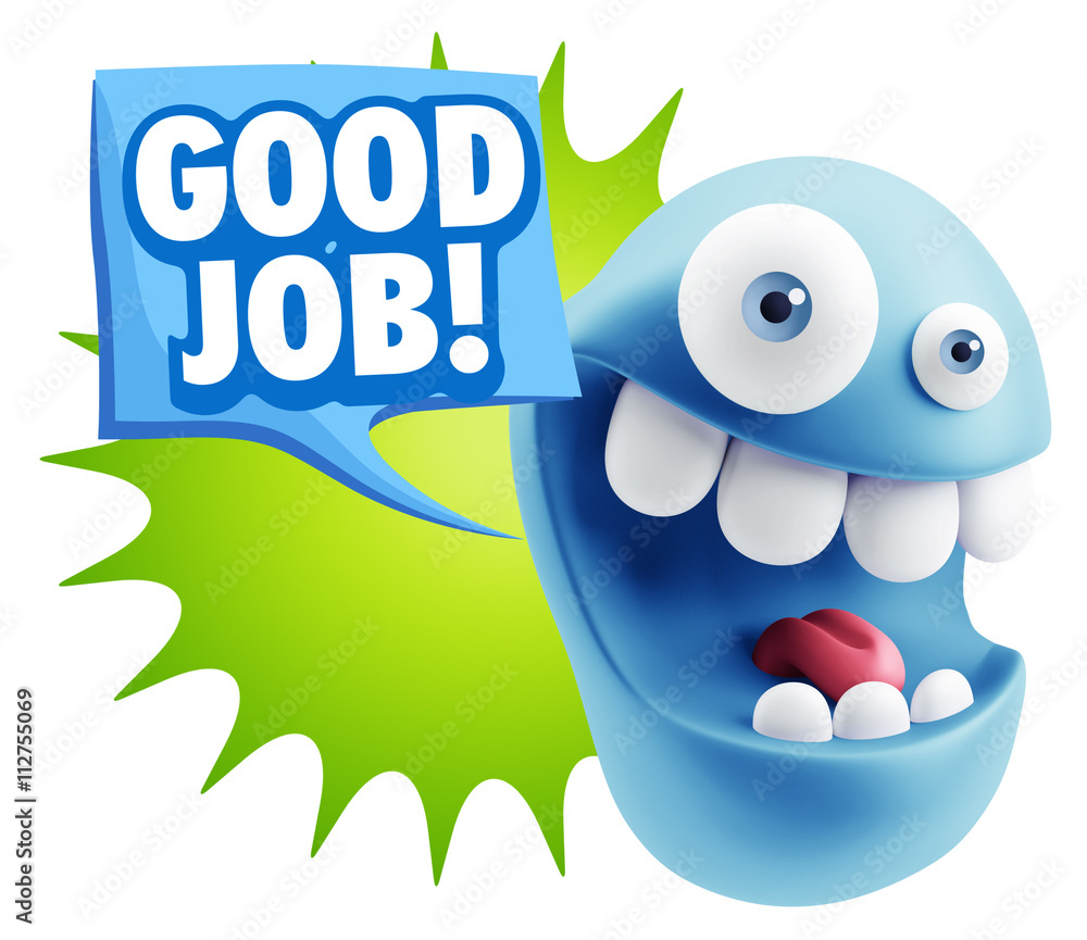 Obraz premium 3d Rendering Smile Character Emoticon Expression saying Good Job