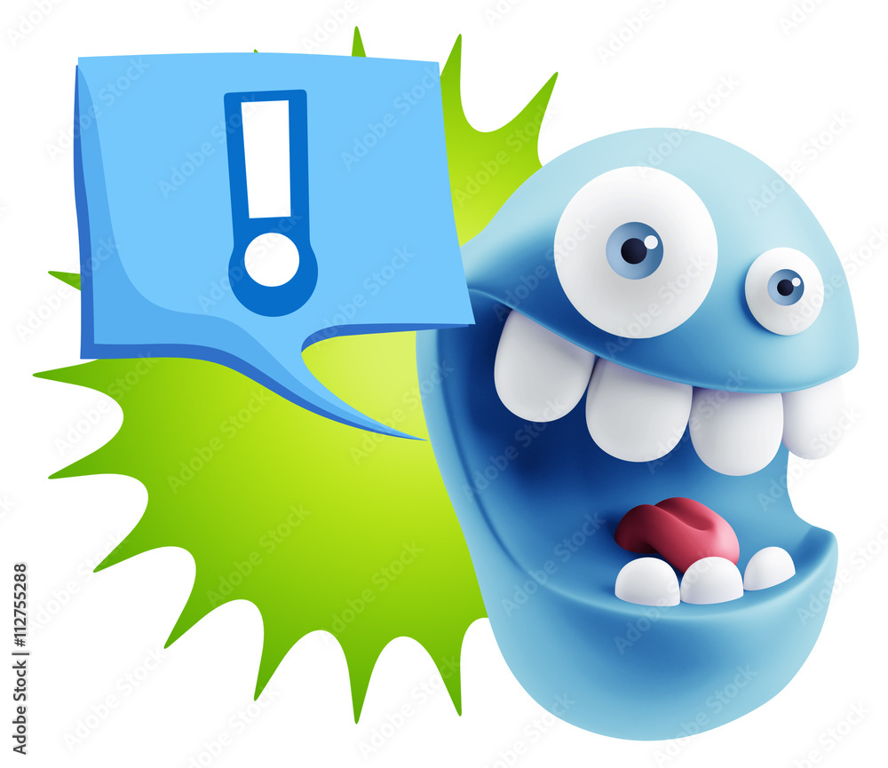 Obraz premium 3d Rendering Smile Character Emoticon Expression saying ! with C