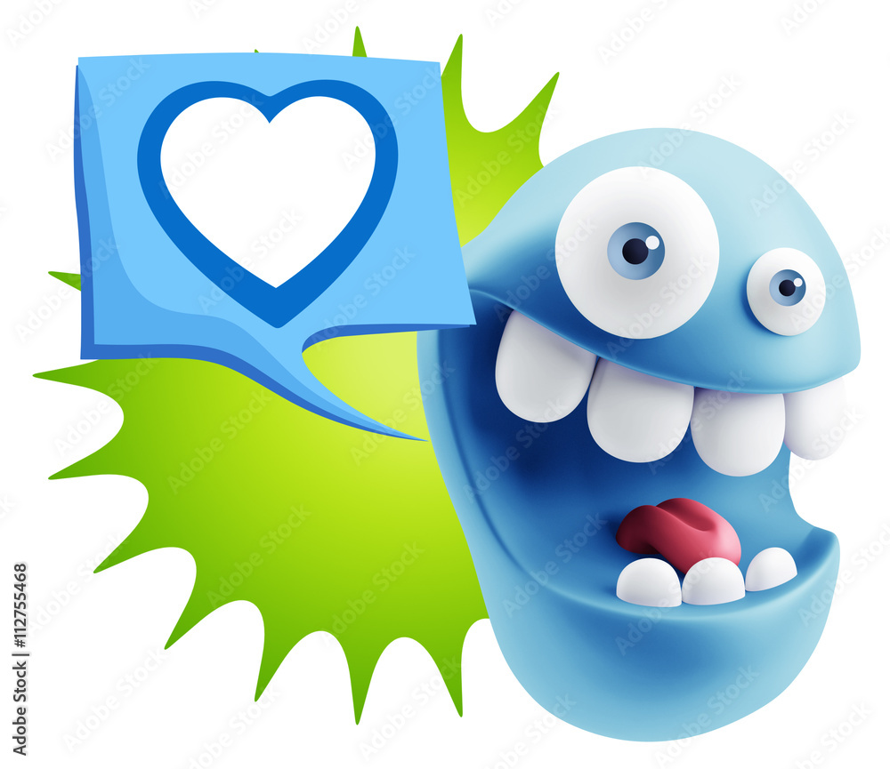 3d Rendering Smile Character Emoticon Expressing Love with a Hea 3d Rendering Smile Character Emoticon Expressing Love with a Hea