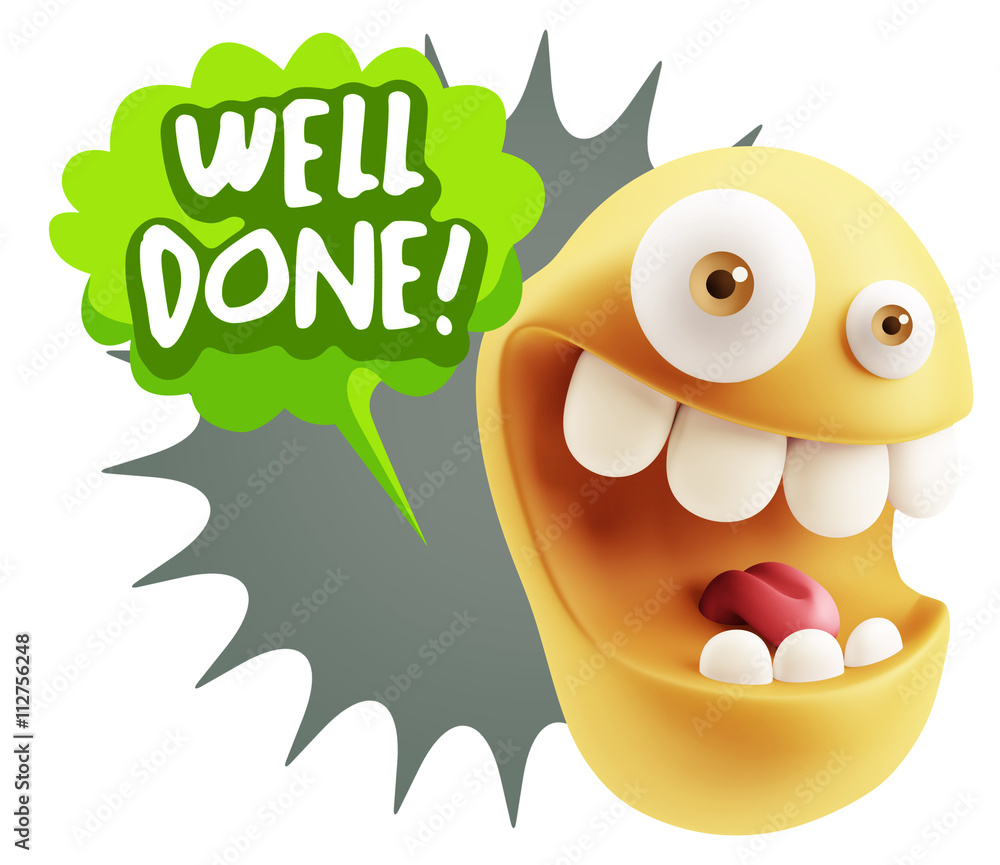 3d Rendering Smile Character Emoticon Expression saying Well Don 3d Rendering Smile Character Emoticon Expression saying Well Don