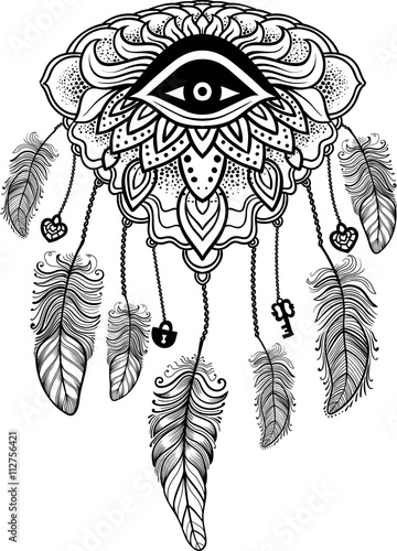 American Indian talisman dreamcatcher with eye