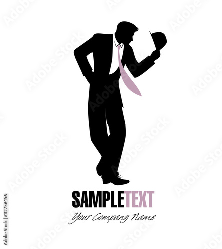 Elegant man silhouette dancing swing
