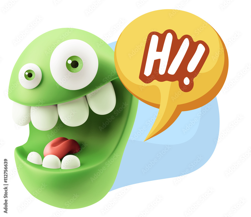 Naklejka premium 3d Illustration Laughing Character Emoji Expression saying Hi wi