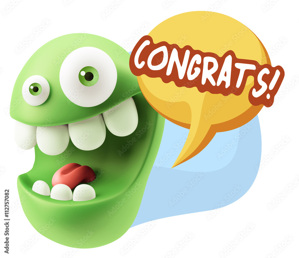 3d Rendering Smile Character Emoticon Expression saying Congrats 3d Rendering Smile Character Emoticon Expression saying Congrats
