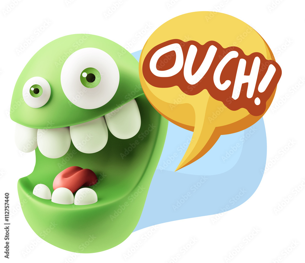 3d Illustration Laughing Character Emoji Expression saying Ouch 3d Illustration Laughing Character Emoji Expression saying Ouch