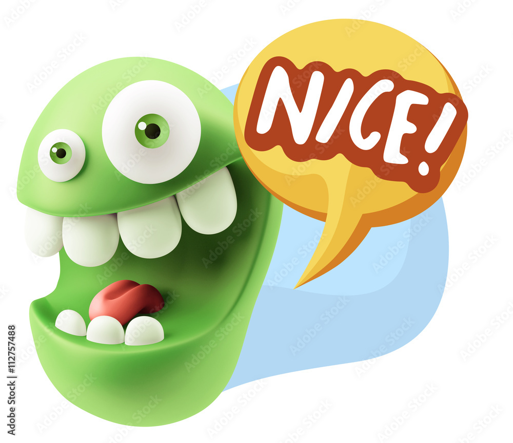 3d Rendering Smile Character Emoticon Expression saying Nice wit 3d Rendering Smile Character Emoticon Expression saying Nice wit