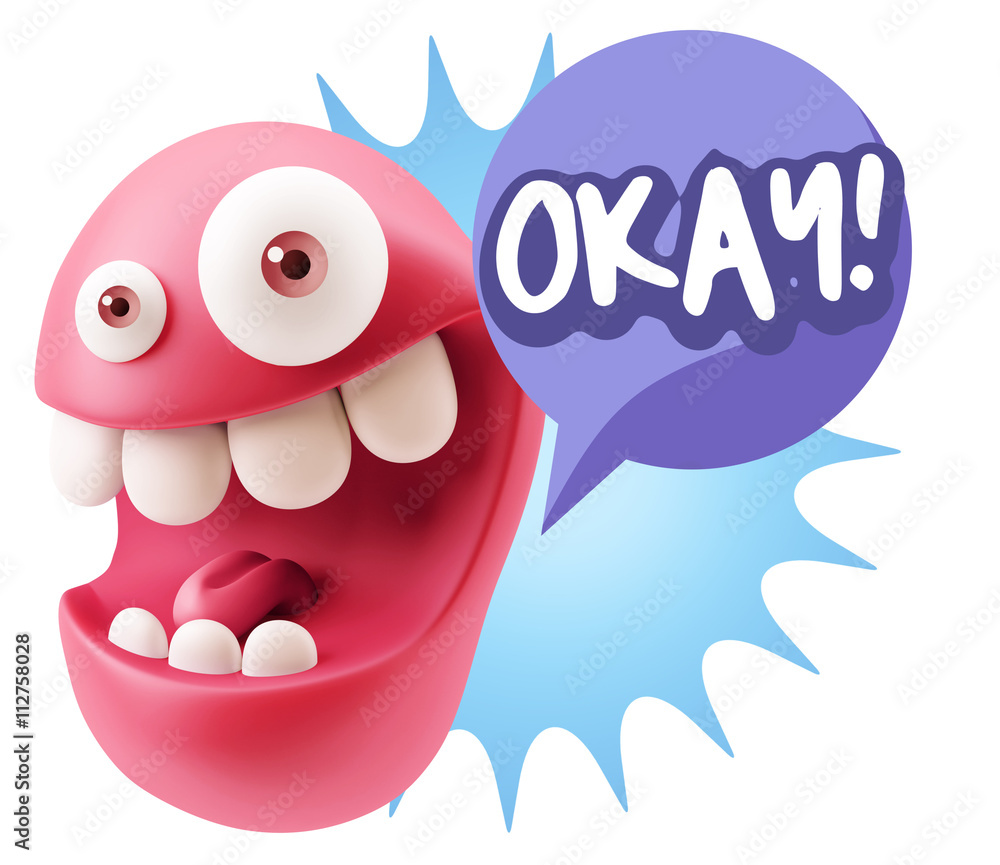 3d Illustration Laughing Character Emoji Expression saying Okay 3d Illustration Laughing Character Emoji Expression saying Okay