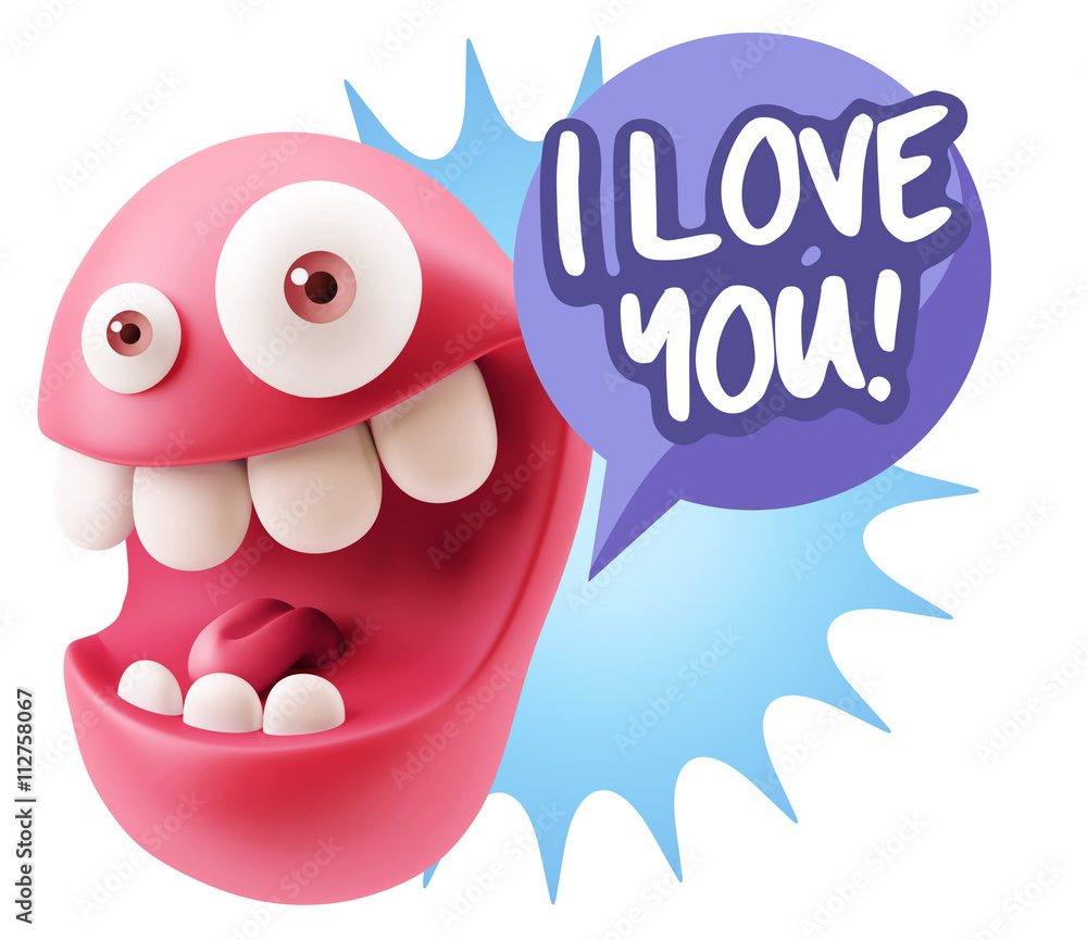 3d Rendering Smile Character Emoticon Expression saying I Love Y 3d Rendering Smile Character Emoticon Expression saying I Love Y