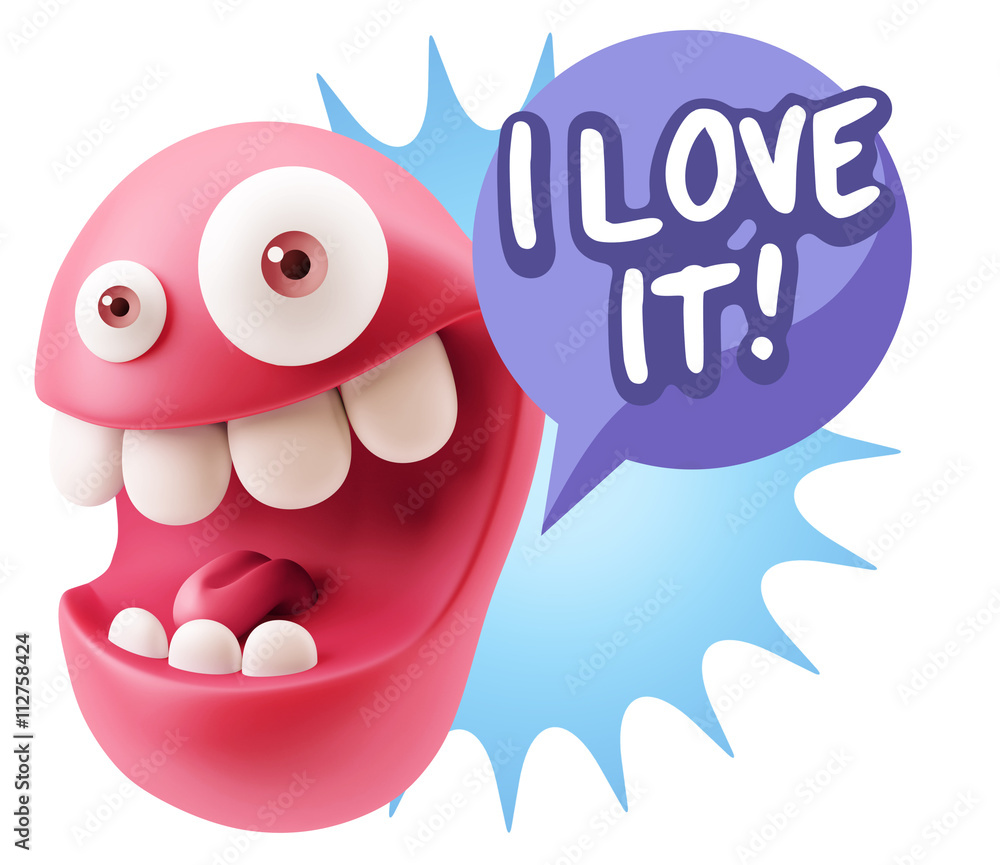 3d Rendering Smile Character Emoticon Expression saying I Love I 3d Rendering Smile Character Emoticon Expression saying I Love I