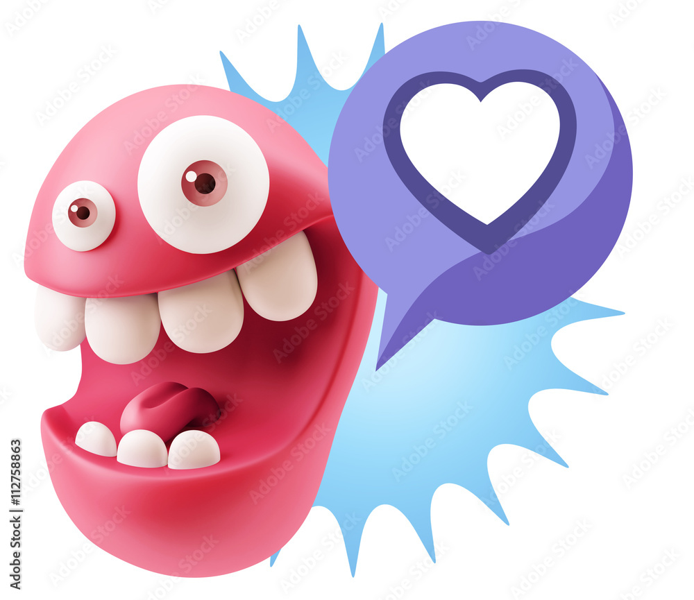 3d Rendering Smile Character Emoticon Expressing Love with a Hea 3d Rendering Smile Character Emoticon Expressing Love with a Hea