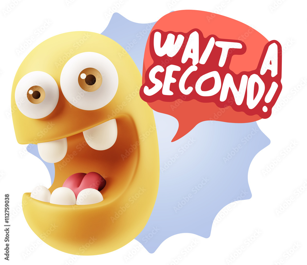 3d Illustration Laughing Character Emoji Expression saying Wait 3d Illustration Laughing Character Emoji Expression saying Wait