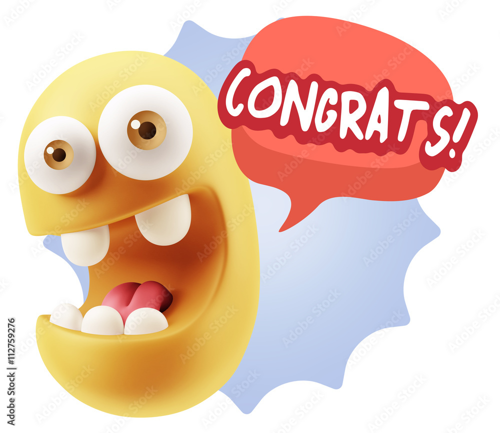 3d Rendering Smile Character Emoticon Expression saying Congrats 3d Rendering Smile Character Emoticon Expression saying Congrats