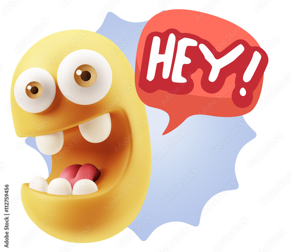 3d Illustration Laughing Character Emoji Expression saying Hey w 3d Illustration Laughing Character Emoji Expression saying Hey w