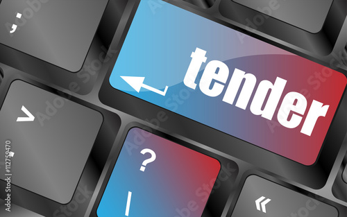Button on Modern Computer Keyboard with Word tender, business concept keyboard keys, keyboard button, keyboard icon