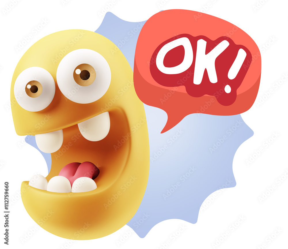 3d Rendering Smile Character Emoticon Expression saying Ok with 3d Rendering Smile Character Emoticon Expression saying Ok with